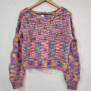 NWT Wild Fable Knit Colorful Cropped Sweater Med